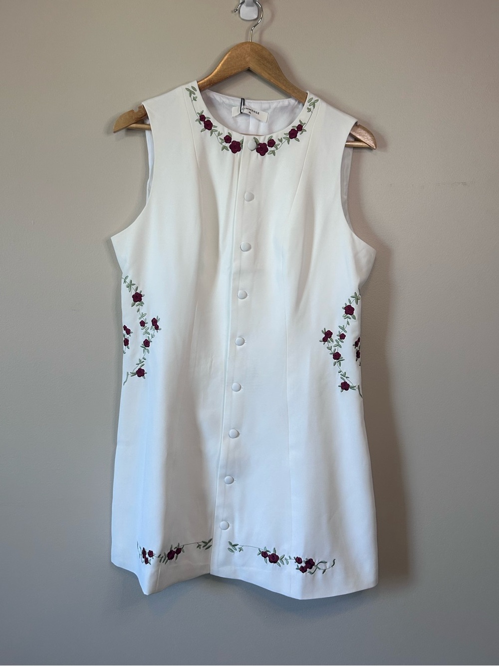 Commense White Embroidered Floral Button Front Mini Dress Size XL - Picture 3 of 8